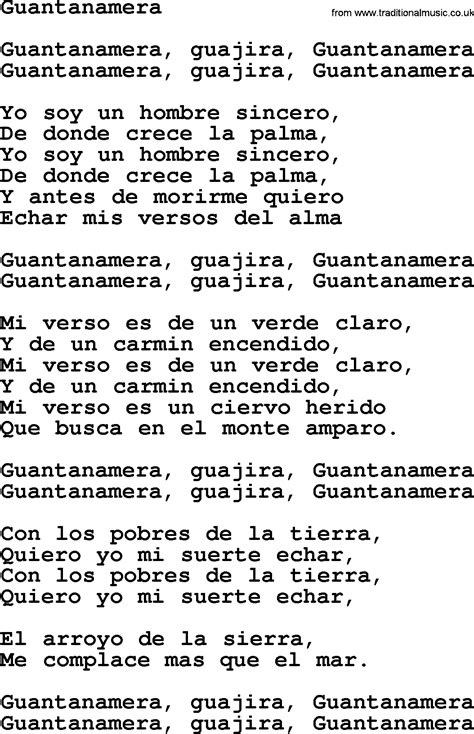 Joan Baez Song Guantanamera Lyrics