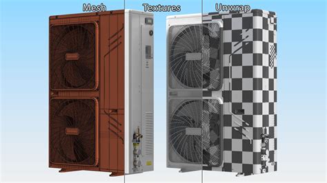 Double Air Conditioner Outdoor Part 3D Model 44 3ds Blend C4d
