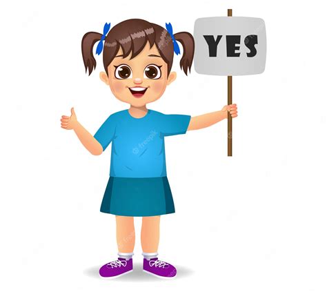 Premium Vector Cute Girl Saying Yes With Sign