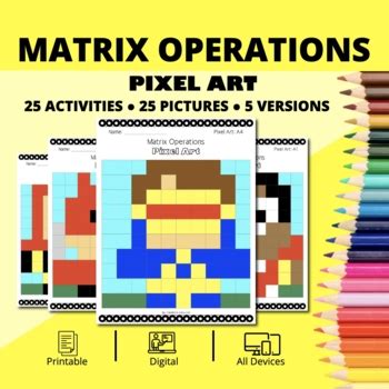 Super Hero Matrix Operations Pixel Art By Qwizy Tpt