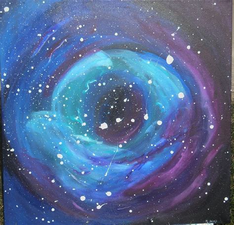 Space Art 20x20 Original Acrylic Nebula Painting Purple
