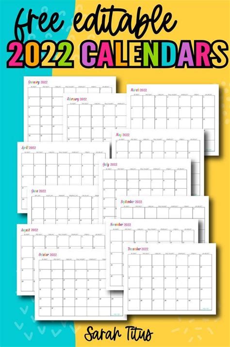 Custom Editable 2022 Free Printable Calendars Free Printable Calendar