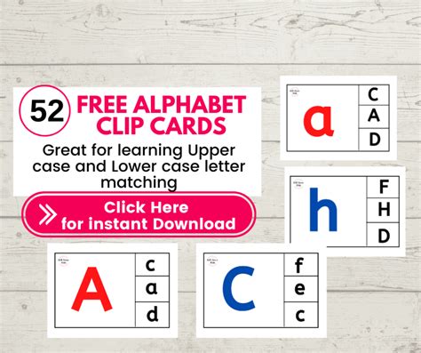 52 Free Alphabet Uppercase Lowercase Matching Clip Cards Great Hands