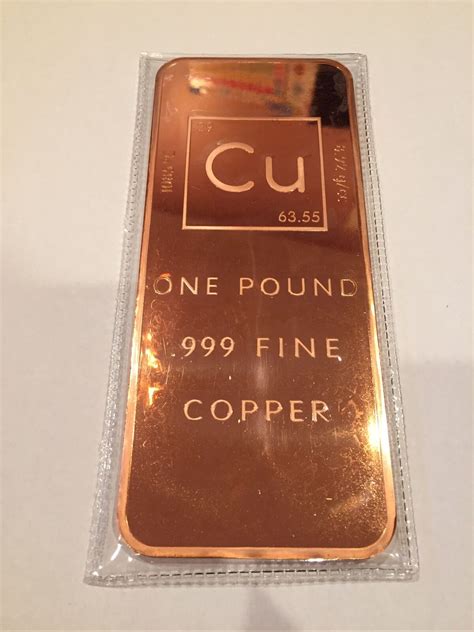 1 One Pound 999 Copper Bullion Bar By Unique Metals Ebay