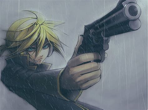Try Me Leather Jacket Blonde Boy Gun Anime Rain Blu Eyes