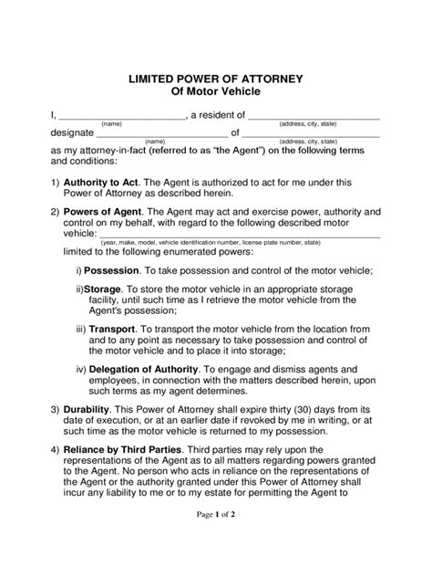 Automobile Power Of Attorney Form 25 Free Templates In Pdf Word