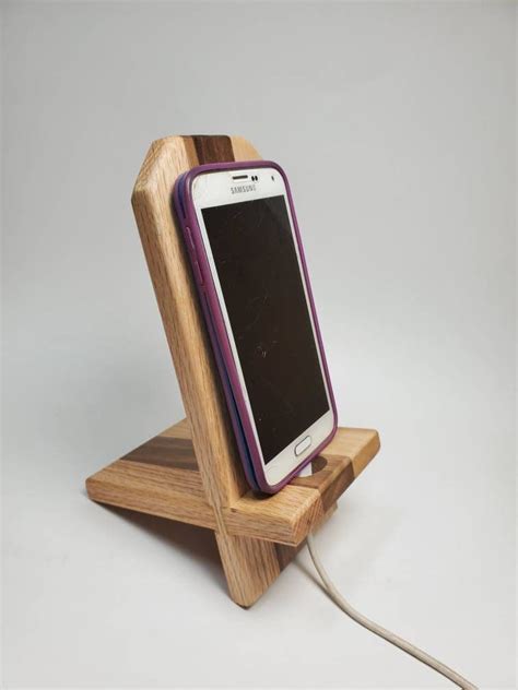 Wooden Cell Phone Stand In Multi Etsy Diy Phone Stand Diy Phone