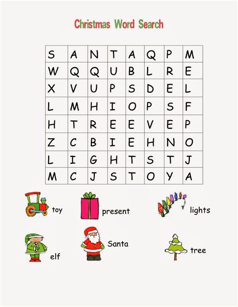 Christmas Word Search For Elementary Students
