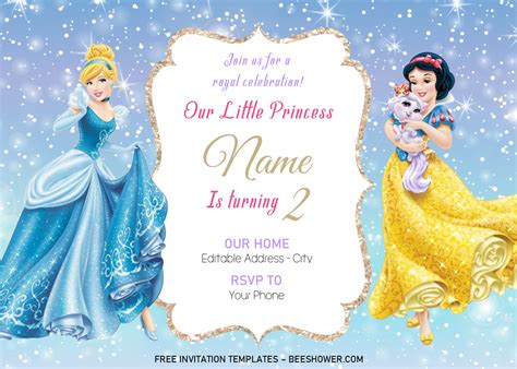 Disney Princess B Free Printable Baby Shower Invitations Templates