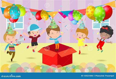 Vector Illustration Of Happy Birthday Party Kids Party Birthday