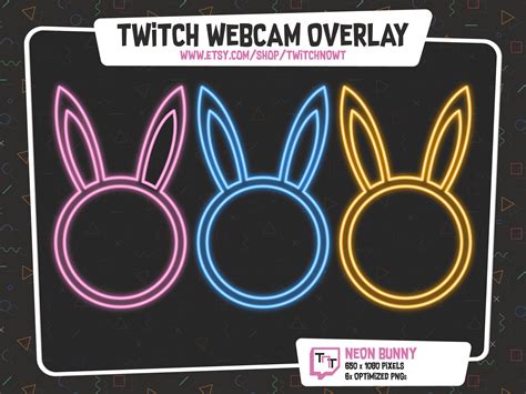 6 Neon Bunny Twitch Webcam Overlay Pink Cam Voor Stream Etsy