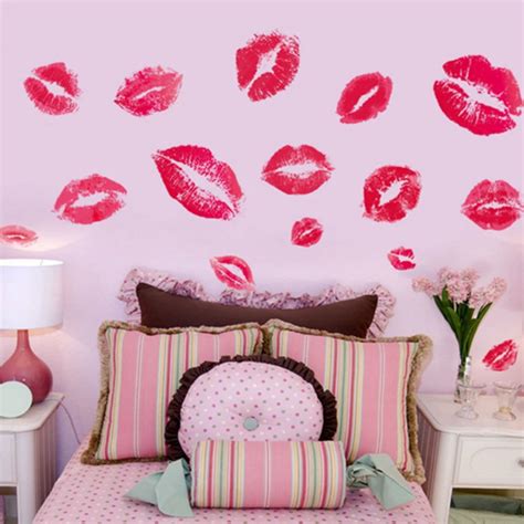 kisses wall sticker sex red lips print wall decals home decor girls room wall art sticker