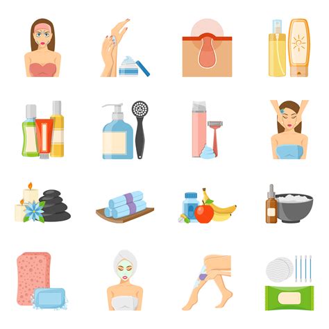 Skincare And Bodycare Flat Icons 472024 Vector Art At Vecteezy