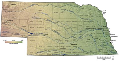 Counties Major Cities And Streams Of Nebraska Download Scientific