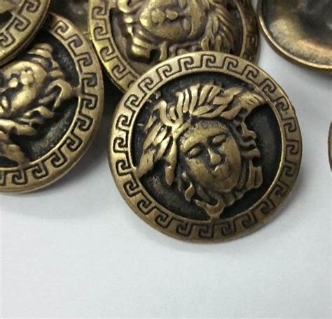 Vintage Versace Medusa Head Button With Square Scroll Around The