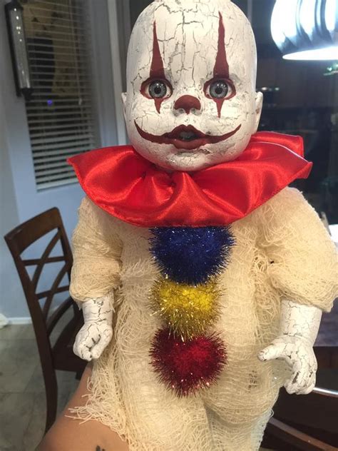 Creepy Baby Clowns Handpainted Crackle Paint Halloween Props