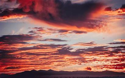 Sunset Mountains Clouds 4k Fiery Background Ultra
