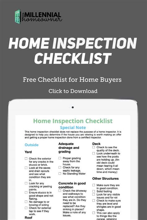 Home Inspection Checklist Free Printable Pdf Millennial Homeowner