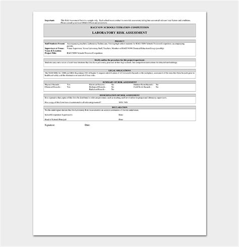 Risk Assessment Form Template 40 Examples In Word Pdf