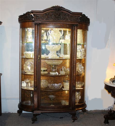 Bargain John S Antiques Antique Fancy Curved Glass Oak China Cabinet