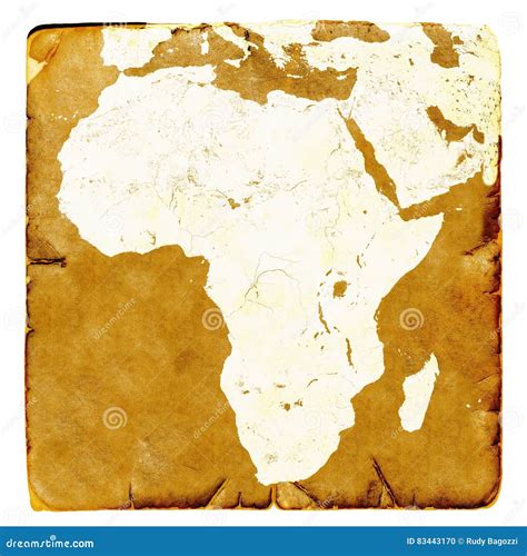 Map Of Africa Blank In Old Style Brown Graphics In A Retro Mode On