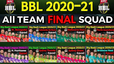 Big Bash League 202021 All Teams Final Squad Bbl 202021 All Teams