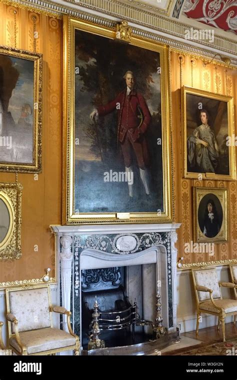 Cinnamon Drawing Room Fireplace With Portrait Of Edwin Lascelles Lord
