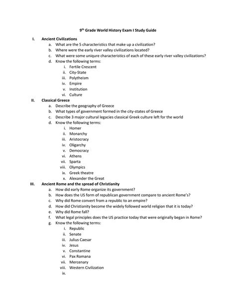 9th Grade World History Final Exam Study Guide Study Poster