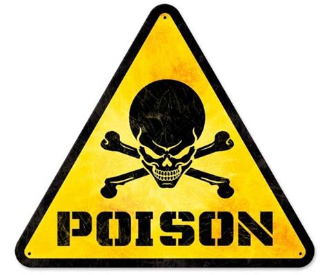 Retro Poison Triangle Metal Sign 15 x 16 Inches