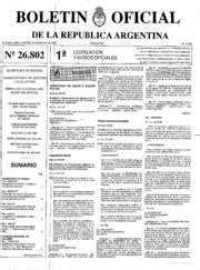 Publicado en el boletín oficial. Boletín Oficial de la República Argentina. 1990 1ra ...
