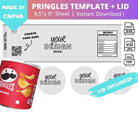 Pringles Template Blank Editable Canva Template Pringles Wrapper