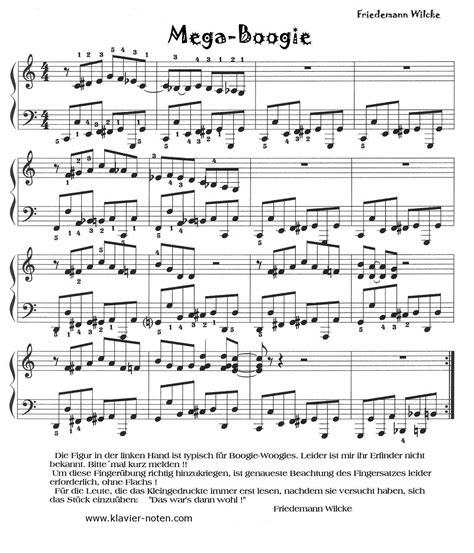 Klaviernoten einfach und schnell downloaden: Mega-Boogie. Noten fürs Klavier zum Downloaden und Ausdrucken.