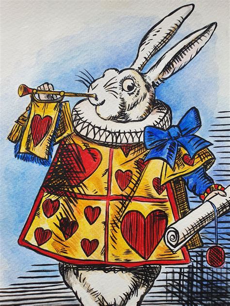 White Rabbit And Trumpet Print 310gsm Giclee Printing Etsy