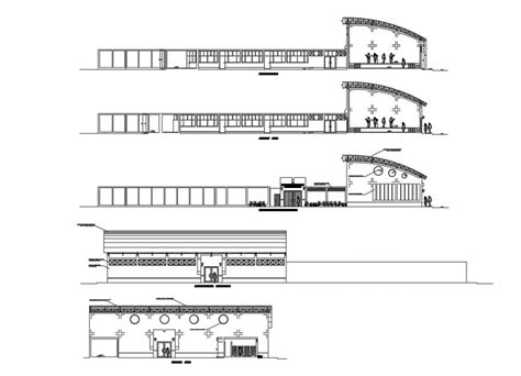 Office Building All Sided Elevation And Sectional Details Dwg File