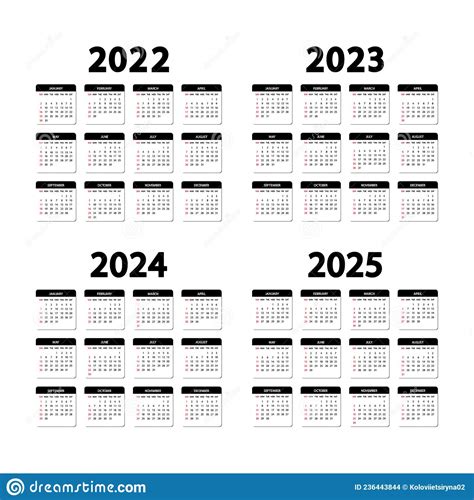 Calendrier 2022 2023 Années 2024 Et 2025 La Semaine Commence Dimanche