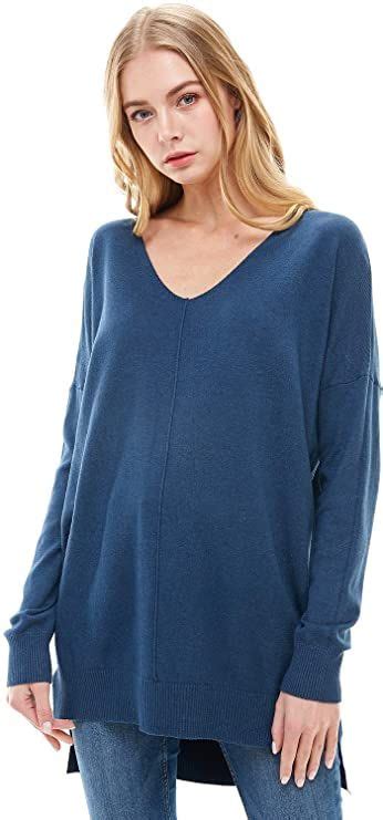 Ad Womens Oversized Extra Soft V Neck Pullover Sweater Long Sleeved