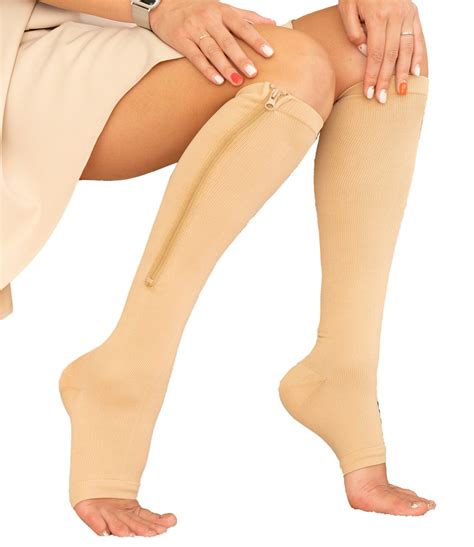 Zipper Pressure Compression Socks Support Stockings Leg Open Etsy