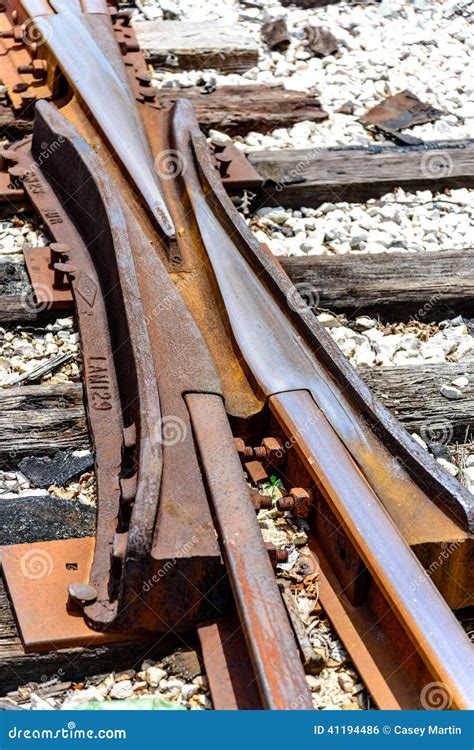 Switch At Broken Railroad Tracks Stock Photo Image 41194486