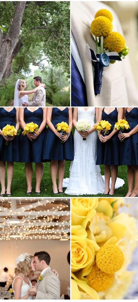 Shiny flower 6 pcs artificial flowers silk daisy artificial daisy flowers fake colorful daisy plant bouquet for home garden porch table centerpieces wedding decor, yellow, blue, white 4.3 out of 5 stars 42 Navy Blue and Yellow wedding color scheme | Pinterest