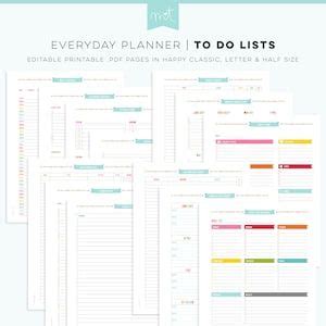 S To Do Lists Editable Pdf Everyday Planner Printables Etsy