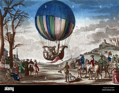 1 Dezember 1783 Bei Der Ersten Wasserstoffballonfahrt Fotos Und
