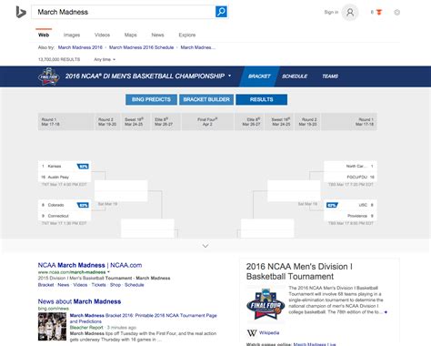 Bing Launches March Madness Search Answers Brackets And Predictions
