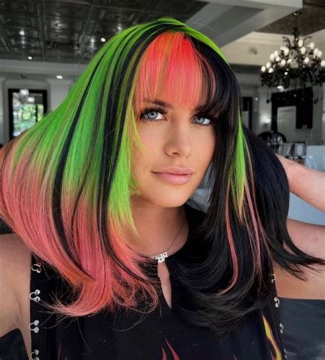 Crazy Hair Colour Ideas To Try In Neon Green And Coral Dark