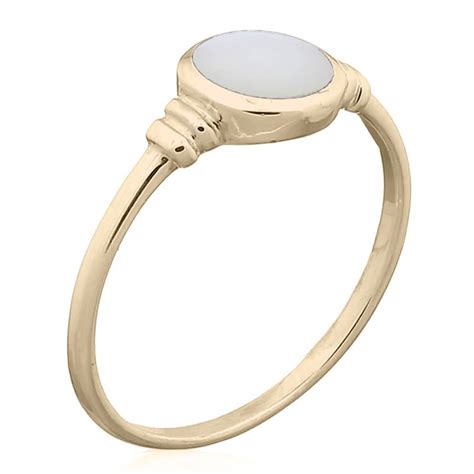 Natural Mother Of Pearl Yellow Gold Plated Ring