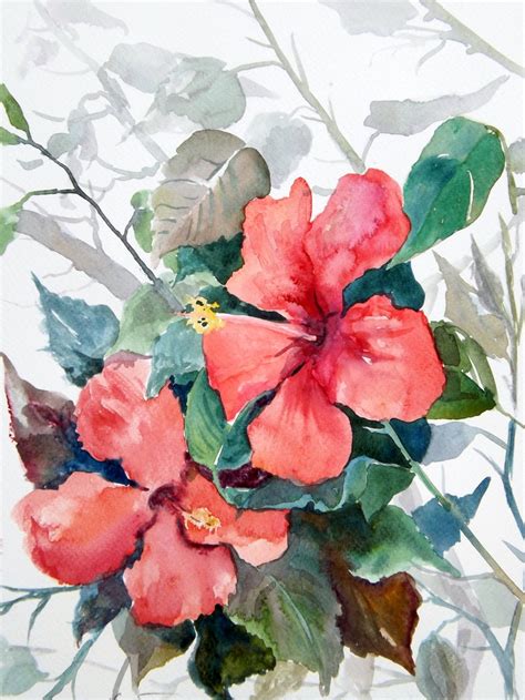 Hibiscus Original Watercolor Painting 9 X 12