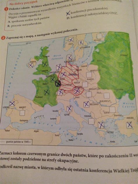 Zaznacz Kolorem Czerwonym Granice Niemiecko Sowiecka - zapoznaj sie z mapa a nastepnie wykonaj polecenia a) zaznacz kolorem
