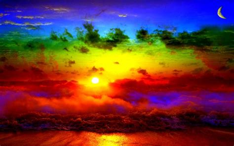 86 Sunset Ocean Rainbow Wallpapers