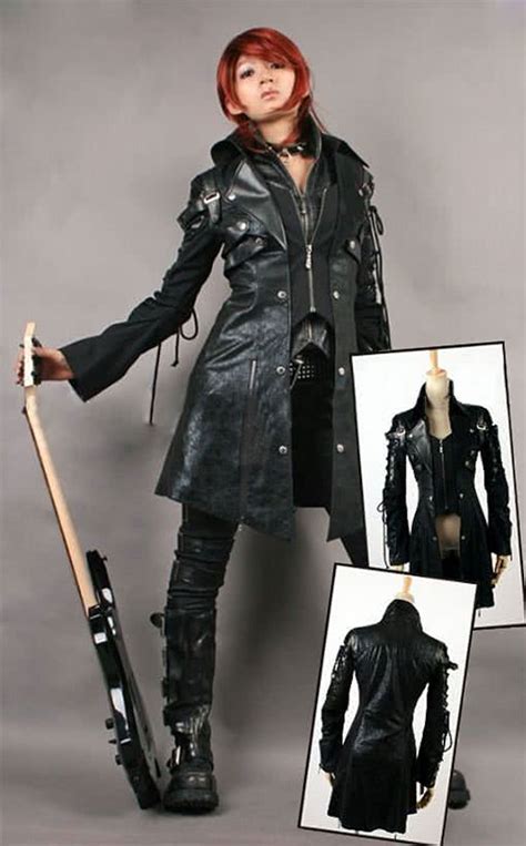 Artificial Leather Coat Ladies Faux Leather Jacket Punk Look Horror