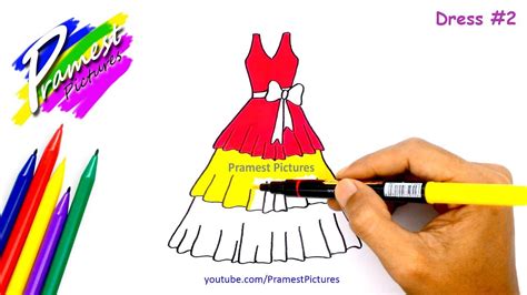 Memakai tema putri salju, ariel dan tiana untuk pesta ulang tahun mereka. Gaun #2 | Cara Menggambar & Mewarnai Gambar Baju Anak ...