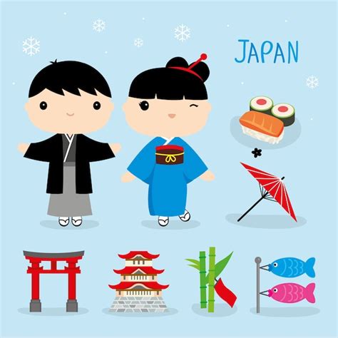 Premium Vector Japan Tradition Food Place Travel Asia Mascot Boy And